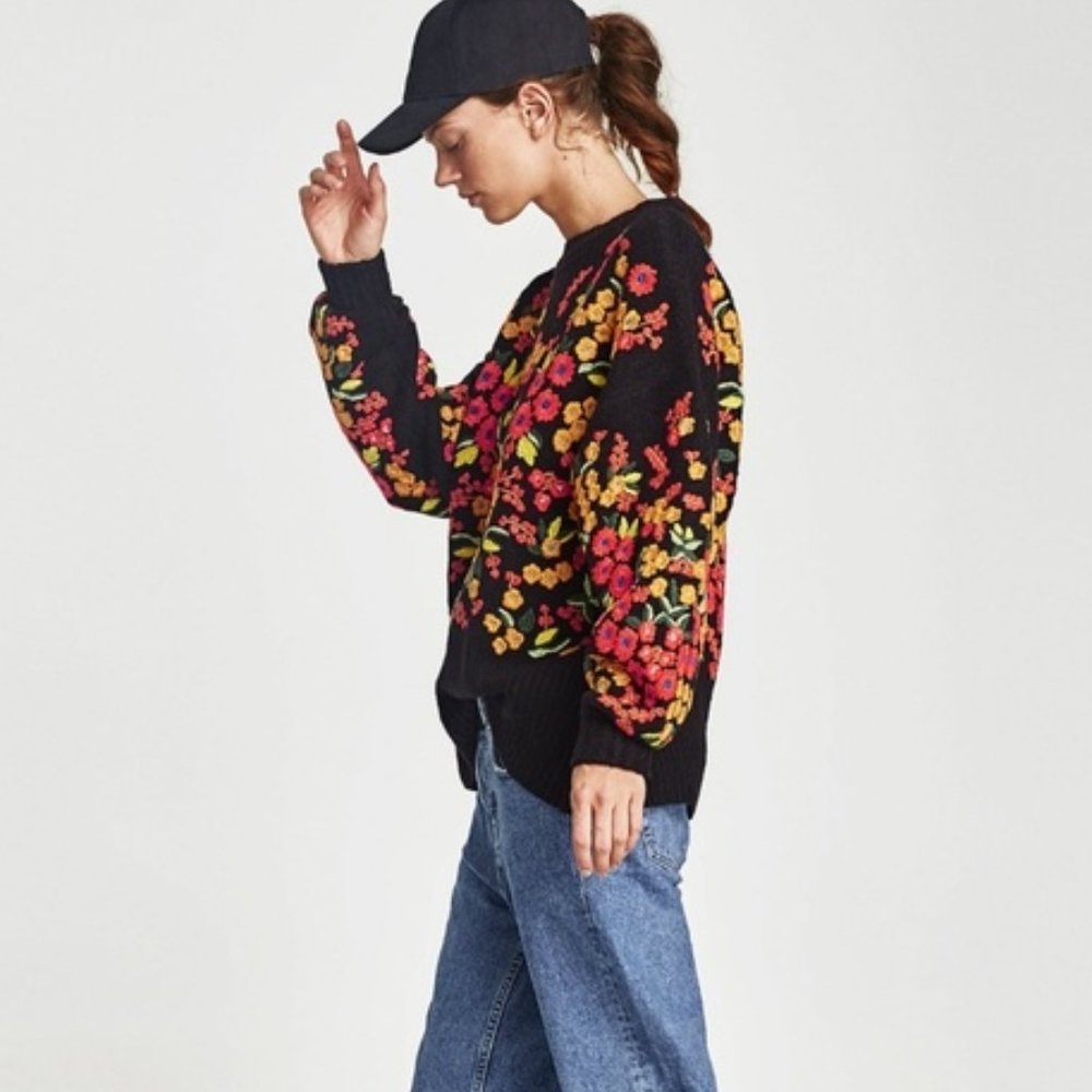 Zara Floral Embroidered Sweater - Picture 5 of 9